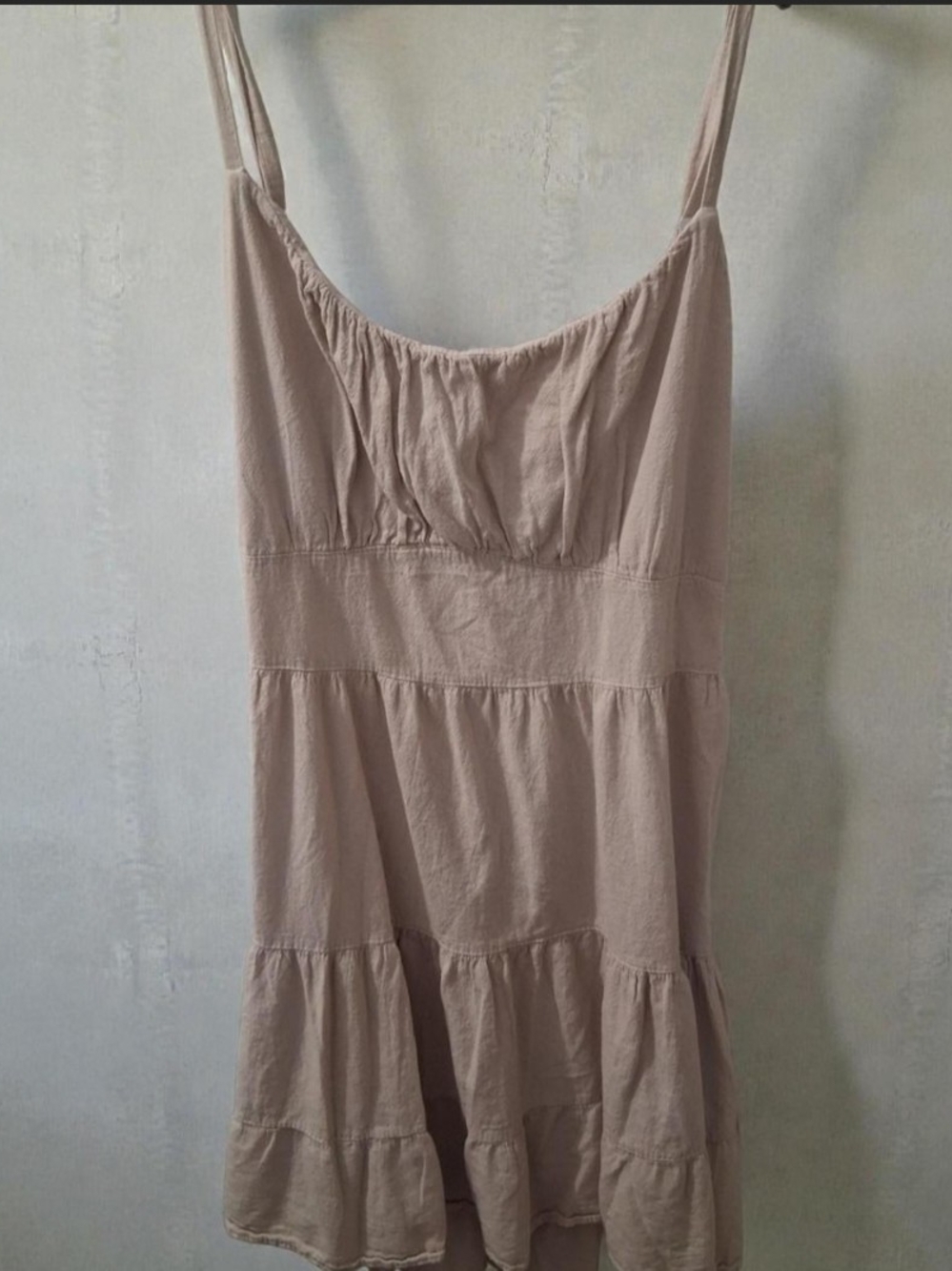 Spaghetti Strap Tiered Sundress in Tan/beige
